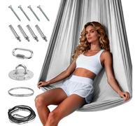 ROTKUSZ Kit de Yoga Aérien, Balançoire Yoga Inversion Hamac, Capacité 200 kg, Matériel D'installation Complet Inclus, Balancelle Sensorielle D'Intérieur, pour Fitness Musculation Pilates Gym
