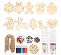 ROTKUSZ Lot de 354 Decoration Noël Sapin Bois, Décorations Père Noël En Bois À Colorier, Décorations De À Faire Et À Exposer Pour Les Enfants, Pendentifs en à Peindre - Pour Enfants