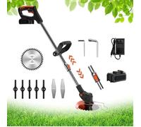 Rotofil Electrique Coupe-Bordures Débroussailleuse sans Fil avec 3 Types de Lame de Scie et avec Lithium-ION 21 V Chargeur