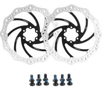 Rotor De Frein À Disque De Vélo,Rotor De Frein Noir 180 Mm À 6 Trous,Paquet De 2 Avec 12 Vis,Rotor De Frein En Acier Inoxydable,Compatible Avec Shimano Tektro Avid Magura Hayes