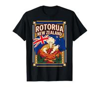 Rotorua Drapeau néo-zélandais Geyser géothermique rétro T-Shirt