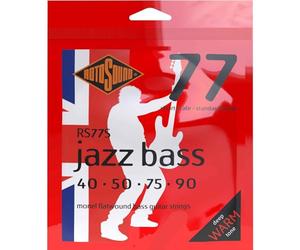 Rotosound Cordes pour Basse Électrique JAZZ 77 MONEL FLATWOUND 4-cordes RS77S FLATW SHORT SCALE Standard 40-90