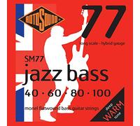 Rotosound Cordes pour Basse Électrique JAZZ 77 MONEL FLATWOUND 4-cordes SM77 FLATW Hybrid 40-100