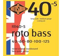 Rotosound Cordes pour basse électrique ROTO NICKEL RB40-5, 5 cordes Nickel Medium 40-125
