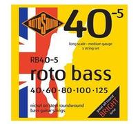 Rotosound Cordes pour basse électrique ROTO NICKEL RB40-5, 5 cordes Nickel Medium 40-125