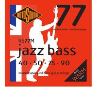 Rotosound Cordes pour basse électrique Jazz 77 Monel Flatwound 4-cordes RS77M 40-90