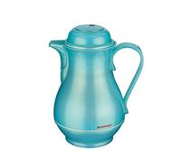 ROTPUNKT Carafe isotherme, 330 Christ, 1,0 l, bouchon à visser à deux fonctions, pour boire sainement, sans BPA, fabriquée en Allemagne, chaude et froide, insert en verre (aigue-marine brillante)