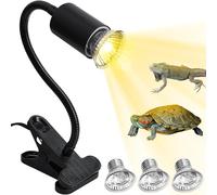 ROTRES Lampe Chauffante Tortue Terrestre, Lampe Reptiles et Amphibiens avec 3 Ampoules Basking Spot UVA 25W 50W, Lampe à Pince Pivotante à 360, pour Serpent, Lézard, Cacatoès, Plantes succulentes