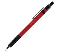 rOtring 500 Porte-mine | mine HB 0,5 mm | Corps hexagonal en plastique rouge et grip antidérapant en métal texturé