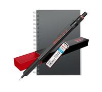 rOtring 500 porte-mines 0,7 mm - Corps noir | Comprend un carnet à spirale A5 + 12 mines HB | Coffret cadeau léger | Outil d'artiste et de designer