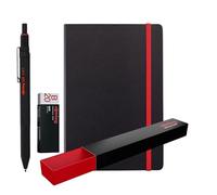 rOtring 600 3 en 1 Stylo et porte-mines multicolores + carnet | Pointes de stylo à bille noir et rouge et 1 pointe de crayon mécanique (0,5 mm)