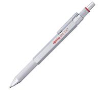 rOtring 600 Stylo multi couleurs et porte mine 3 en 1 | 2 pointes fines stylo bille (encre noire et rouge) | 1 pointe porte mine (mine de 0,5 mm) | Corps argenté
