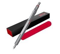 rOtring 600 stylos gel et étui en velours | 0,55 mm | Encre noire | Corps en métal argenté | Poignée moletée antidérapante et corps hexagonal | Rechargeable