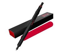 rOtring 600 stylos gel et étui en velours | 0,55 mm | Encre noire | Corps en métal noir | Poignée moletée antidérapante et corps hexagonal | Rechargeable