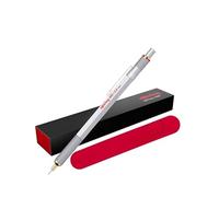 rOtring 800 Porte-mines 0,5 mm - Corps en métal argenté | Porte-mine rétractable de qualité supérieure avec pochette cadeau en velours rouge | Outil de dessin technique professionnel