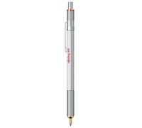 rOtring Stylo bille 800 — pointe moyenne, encre noire, corps argenté, rechargeable