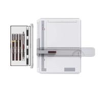rOtring Ensemble planche à dessin A4 profil et stylo Isographe Junior | 3 feutres fins techniques rechargeables, porte-mine et cartouches d'encre | Kit de dessin de précision allemand pour étudiants