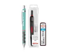 rOtring Geometry & Drafting Set - Compas compact universel + porte-mine Tikky 0,7 mm + mines HB - Kit de précision allemand pour dessin technique et école