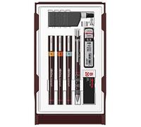 rOtring Isograph College Set | 3 stylos feutres (0,20mm0,40mm et 0,60mm)Portemine mécanique Tikky (0,5mm) et accessoires