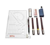 rOtring Set College: Porte-mine 0.5 + 3 Isograph 0.25/0.35/0.5mm + gomme + étui 12 mines HB + flacon encre 23 ml + attache compas