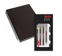 rOtring Isograph S0699320 Junior Lot de 3 stylos à pointe fine 0,20 mm, 0,30 mm, 0,50 mm + accessoires avec carnet