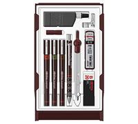 rOtring Isograph Set de dessin technique | 3 stylos fins (0,10 mm ; 0,30 mm ; 0,50 mm), porte-mine (0,5 mm), compas et accessoires | Boîtier 10 pièces
