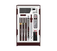 rOtring Isograph Set de dessin technique - 3 stylos fins (0,20 mm ; 0,30 mm ; 0,50 mm), porte-mine (0,5 mm), compas et accessoires - Boîtier 10 pièces