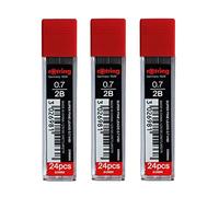 rOtring Lot de 3 tubes de mine super polymère 0,7 mm 2B - 72 mines au total - Recharges pour porte-mines
