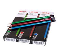 Rotring Lot de 36 crayons HB pour écriture, dessin et croquis, avec baril rouge, vert et bleu