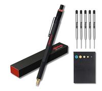 rOtring Lot de 800 stylos à bille | Corps noir | + recharges à bille moyennes encre noire (5 pièces) | Notes adhésives