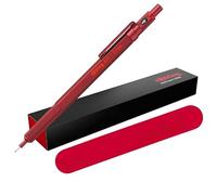 rOtring Porte-mine 600 et étui en velours | 0,5 mm | Porte-mine rouge entièrement métallique | Poignée moletée antidérapante et corps hexagonal