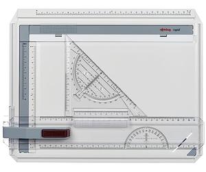 rOtring Rapid Planche à dessiner A4 - Table de dessin technique avec rails de guidage et repères de support