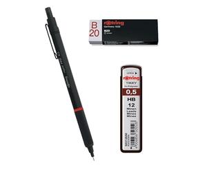 rOtring Rapid Pro Lot de mines Tikky Hi-Polymer 0,5 mm HB et gomme B20 Noir