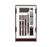 rOtring Set College: Porte-mine 0.5 + 3 Isograph 0.25/0.35/0.5mm + gomme + étui 12 mines HB + flacon encre 23 ml + attache compas