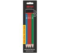 rOtring, Set de 8 Crayons en bois HB : 4 rouge, 2 bleu et 2 vert Assortiment
