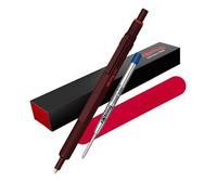 rOtring Stylo à bille 600 et étui en velours | Pointe moyenne | Encre noire | Stylo corps entièrement en métal | Truffe au chocolat | Poignée moletée antidérapante et corps hexagonal | Rechargeable |