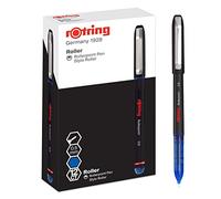 rOtring Stylo roller | Stylo à pointe roller aiguille (0,5 mm) pour une écriture précise | Encre bleue | 12 unités