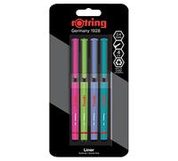 rOtring stylos-feutres à pointe fine | 0,4 mm | Stylos de couleurs pour l’écriture et le dessin | Emballage sans plastique | Couleurs amusantes et assorties | Lot de 4