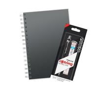 rOtring Tikky Ensemble de porte-mines | Code couleur 0,5 mm | Comprend 12 mines HB, une gomme et un carnet à spirale A5 | Crayon léger avec poignée pour dessiner, écrire et esquisser