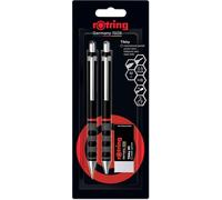 Rotring Tikky Ensemble Porte - Mine, Stylo Bille Et Gomme Hb 0,5 Mm Encre Bleue Pointe Moyenne (1,0 Mm) Corps Noir 12 Mines Incluses