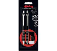 Rotring Tikky Ensemble Porte - Mine, Stylo Bille Et Gomme Hb 0,5 Mm Encre Bleue Pointe Moyenne (1,0 Mm) Corps Noir 12 Mines Incluses