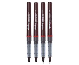 Rotring Tikky Graphic Stylo fin avec quatre épaisseurs différentes, encre noire, lot de 4