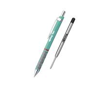 rOtring Tikky III Stylo à bille - Corps turquoise avec encre bleue + recharge moyenne noire (0,7 mm) - Prise en main ergonomique - Écriture fluide pour l'école, le bureau et l'utilisation quotidienne