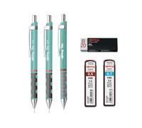 rOtring Tikky Kit d'écriture - 2 porte-mines (0,5 mm et 0,7 mm) + stylo à bille - Bleu mer - Avec gomme et mines HB - Kit de papeterie de qualité supérieure pour l'école, le bureau et le dessin