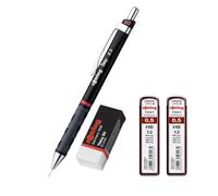 rOtring Tikky Lot de 24 porte-mines 0,5 mm Noir + 2 mines HB (24 pcs) + gomme blanche - Idéal pour le dessin, l'écriture et l'esquisse technique