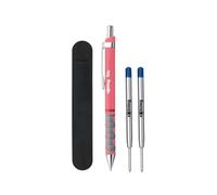 rOtring Tikky Lot de 4 stylos à bille pastel | Encre bleue | Pointe moyenne | Léger avec poignée caoutchoutée | 2 recharges de stylo + étui en velours