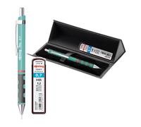 rOtring Tikky Porte-mine 0,7 mm - Bleu mer | Rechargeable | Prise en main confortable | Comprend 12 mines HB et un étui triangulaire avec fermeture magnétique | Fournitures scolaires et de bureau