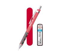 rOtring Tikky - Porte-mine pastel 0,7 mm - Rose thé | Comprend 12 mines HB et une pochette en velours rouge | Prise en main confortable | Rechargeable | Fournitures scolaires et de bureau