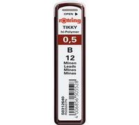 rOtring Tikky Recharge mines pour porte-mines, 0,5 mm - B, étui de 12 mines B G