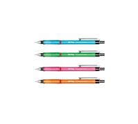 rOtring Visuclick Lot de 4 crayons mécaniques (orange, bleu, vert, rose) - 0,7 mm 2B Crayons automatiques rechargeables pour dessin, écriture, école et bureau